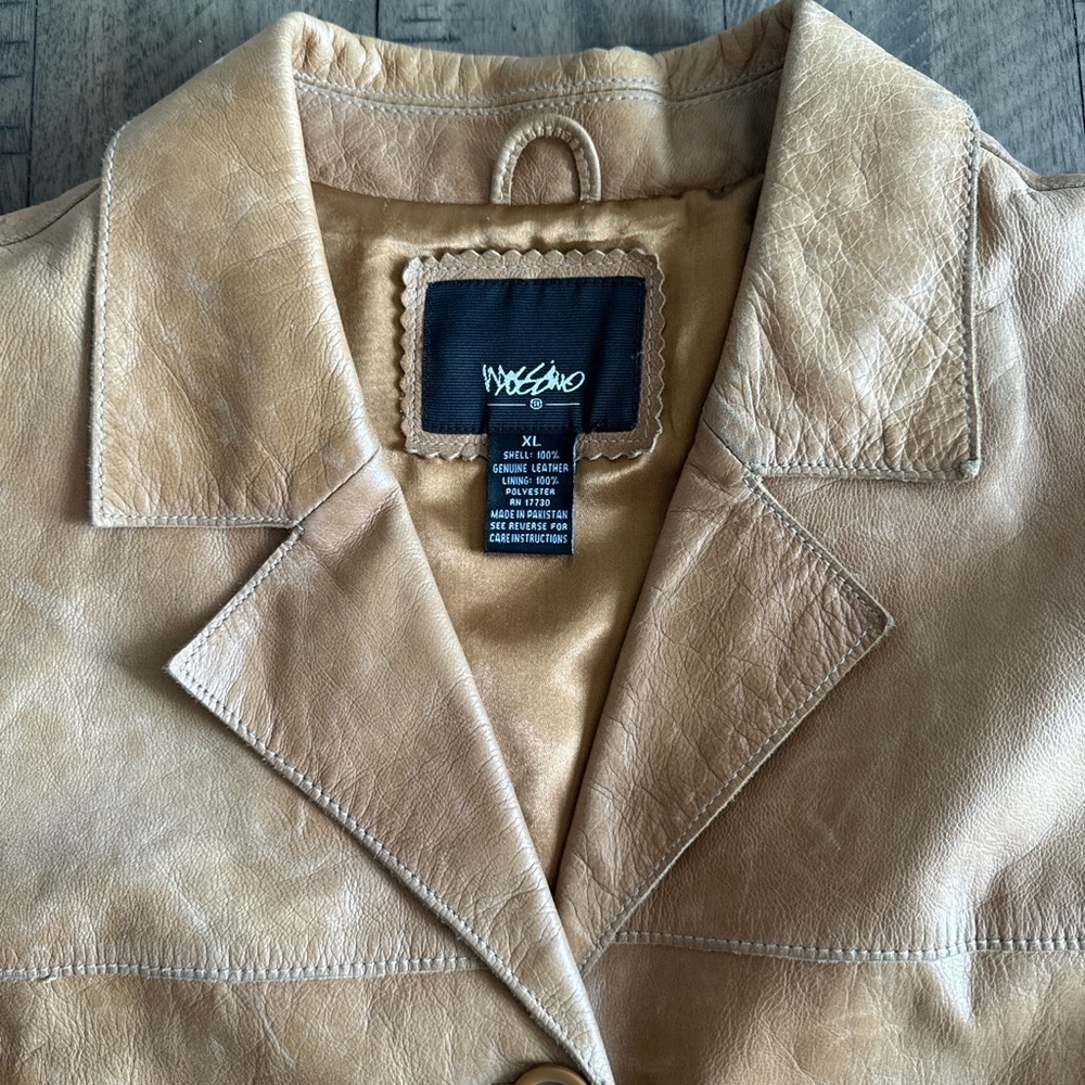 Mossimo Leather Jacket Light Beige - Picture 5 of 11